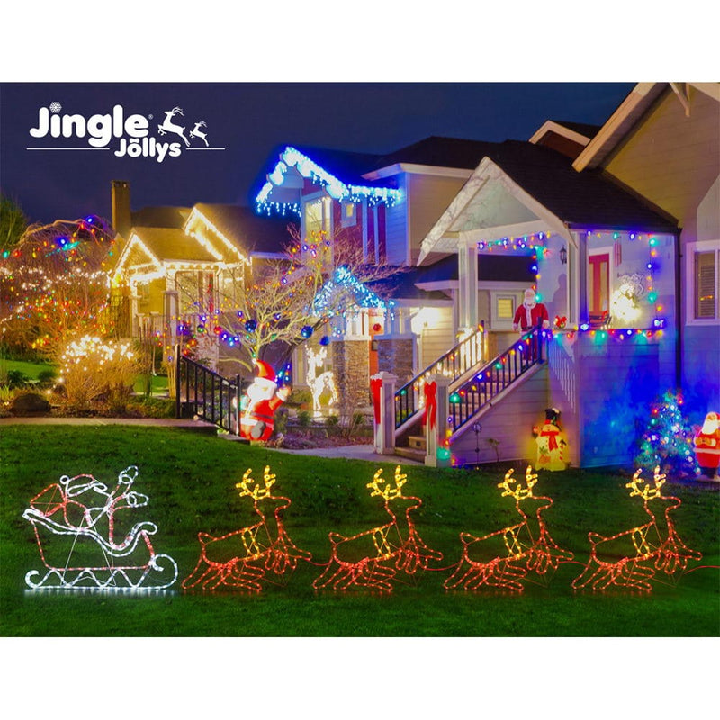 1X Christmas Lights Reindeer Sleigh 806 LED Decorations Jingle Jollys