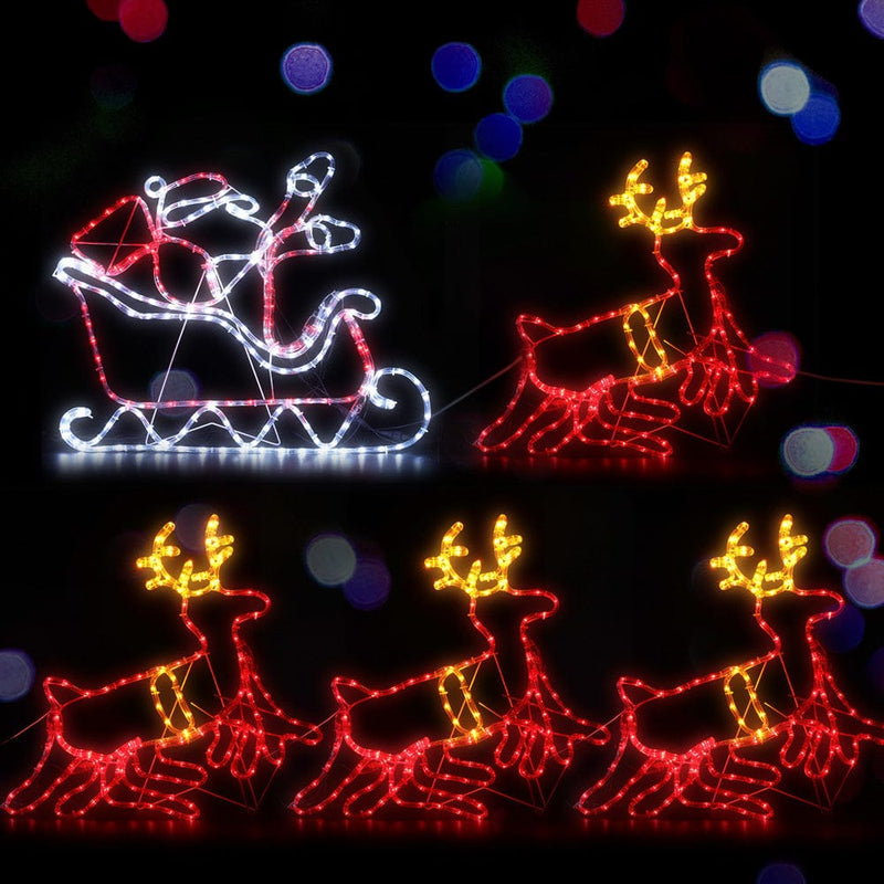 1X Christmas Lights Reindeer Sleigh 806 LED Decorations Jingle Jollys