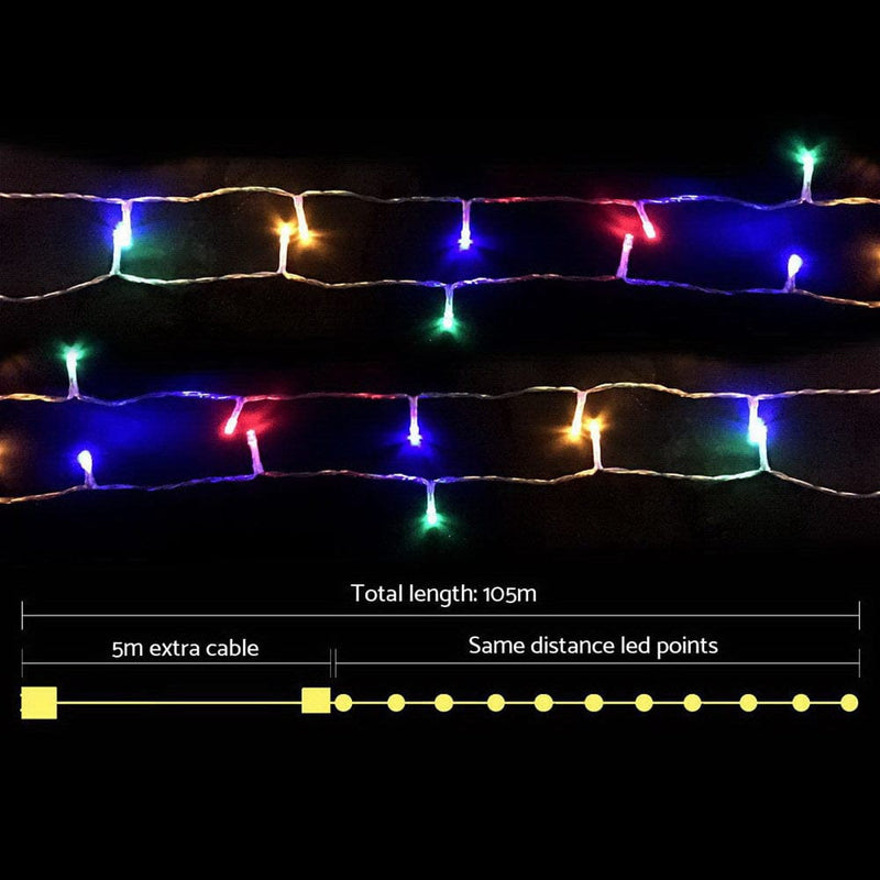 100M Christmas Lights String Fairy Light 500 LED Colourful Jingle Jollys