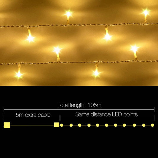 100M Christmas Lights String Fairy Light 500 LED Warm White Jingle Jollys