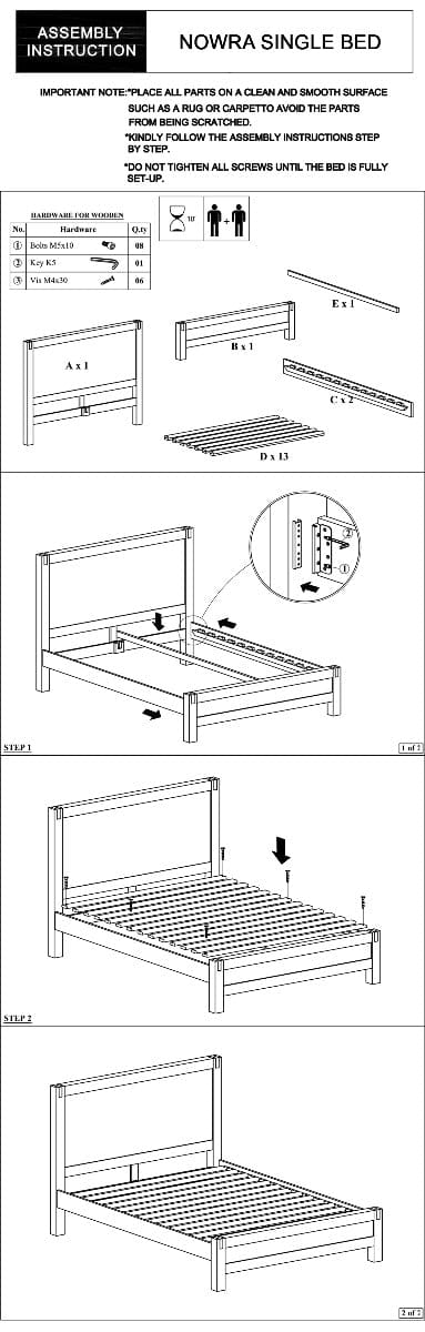 Bed Frame Single Size in Solid Wood Veneered Acacia Bedroom Timber Slat in Oak