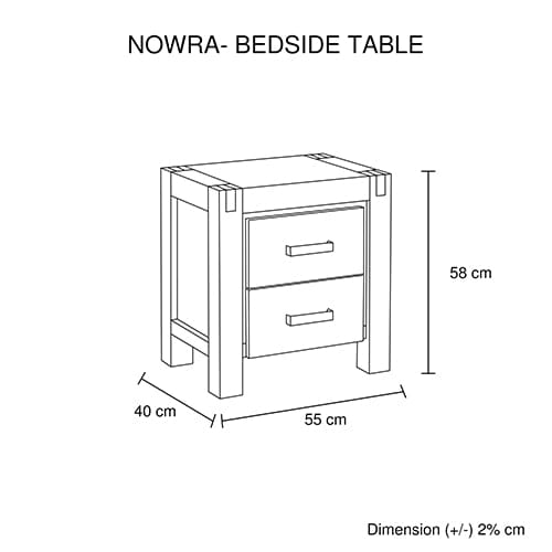 3 Pieces Bedroom Suite in Solid Wood Veneered Acacia Construction Timber Slat Double Size Oak Colour Bed, Bedside Table