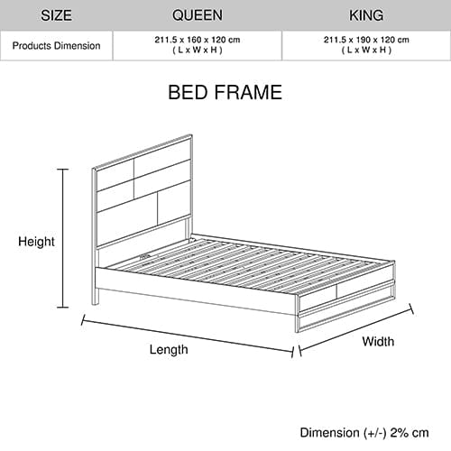 4 Pieces Bedroom Suite made in Solid Wood Acacia Veneered King Size Oak Colour 1X Bed, 2X Bedside Table & 1X Tallboy