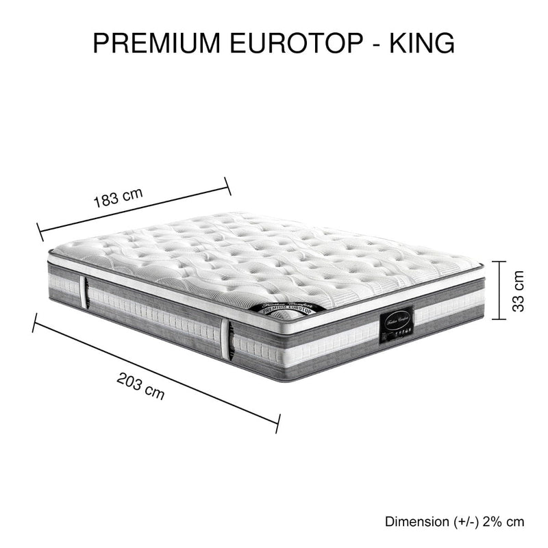 Mattress Euro Top King Size Pocket Spring Coil with Knitted Fabric Medium Firm 34cm Thick