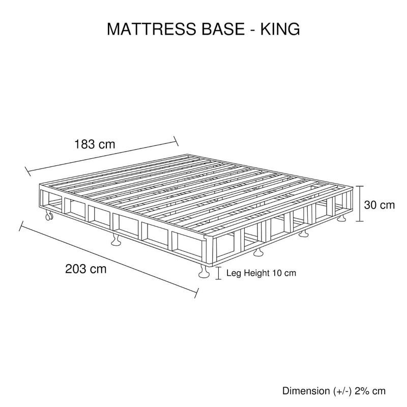 Mattress Base Ensemble King Size Solid Wooden Slat in Charcoal with Removable Cover