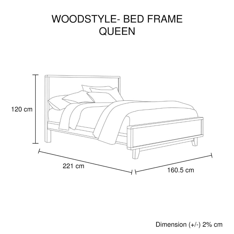 Queen Size Wooden Bed Frame in Solid Wood Antique Design Light Brown